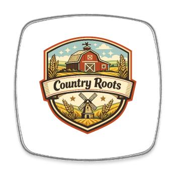 Country Roots Bauernhof Emblem - Viereckiger Kühlschrankmagnet - Weiß - Vorne