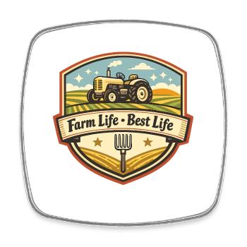 Farmleben Traktor-Badge - Viereckiger Kühlschrankmagnet - Weiß - Vorne