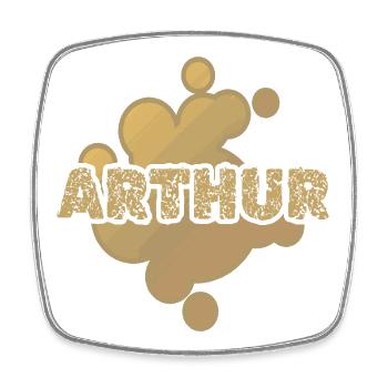 Arthur - Magnet carré - blanc - Devant