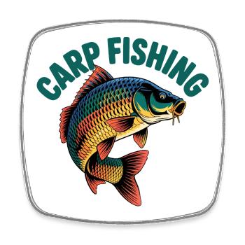 Pêche à la carpe - Magnet carré - blanc - Devant