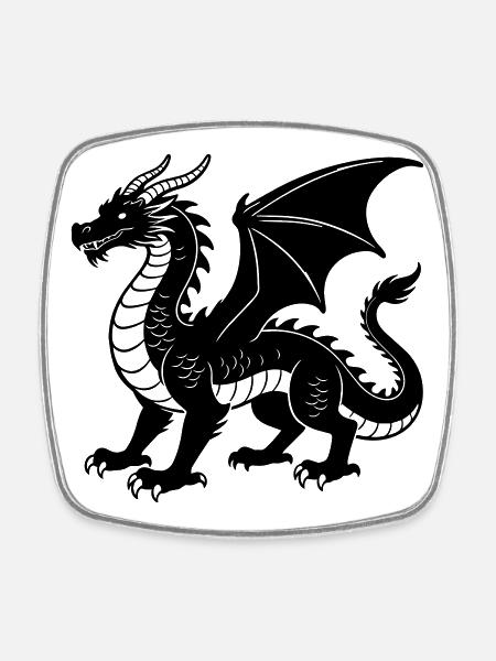 Drache - Viereckiger Kühlschrankmagnet - Weiß