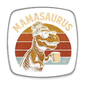 Mamasaurus Mama Mutter Geschenkidee Humor Lustig - Viereckiger Kühlschrankmagnet - Weiß - Vorne