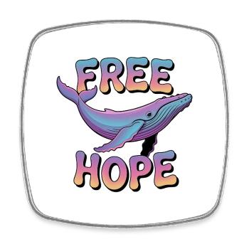 FREE HOPE :: Hope/ Timmy the Whale in the Baltic Sea - Square fridge magnet - white - Front