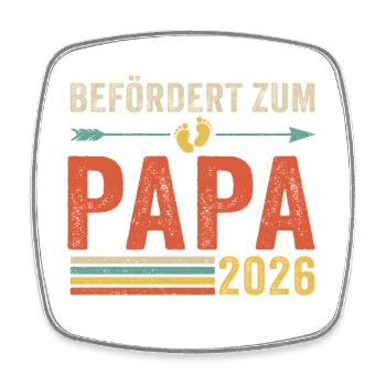 Retro Befördert zum Papa 2026 - Viereckiger Kühlschrankmagnet - Weiß - Vorne