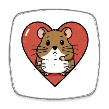 Herzhamster Kuschel-Design - Viereckiger Kühlschrankmagnet - Weiß - Vorne