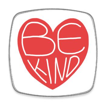 Cute Be Kind Red Heart Hand-Drawn Design - Square fridge magnet - white - Front