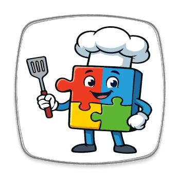 Mascotte Chef Puzzle Piece - Magnet carré - blanc - Devant