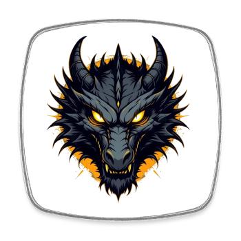 Schwarzer Drache Drachenkopf - Viereckiger Kühlschrankmagnet - Weiß - Vorne