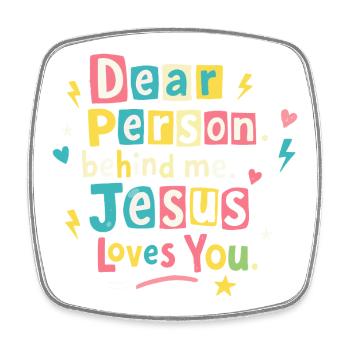 Jesus loves you positive message - Square fridge magnet - white - Front