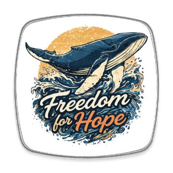 Liberté pour l’espoir : Baleine et Vague - Magnet carré - blanc - Devant