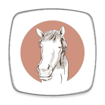 Pferd - Viereckiger Kühlschrankmagnet - Weiß - Vorne