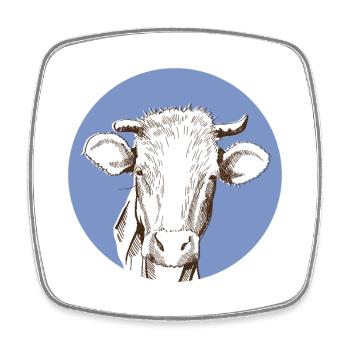 Kuh - Viereckiger Kühlschrankmagnet - Weiß - Vorne
