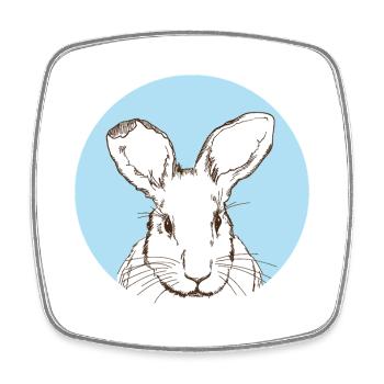 Rabbit - Square fridge magnet - white - Front