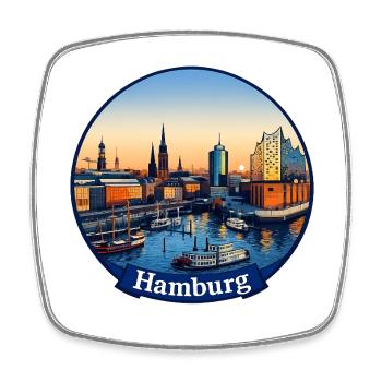 Ville hanséatique de Hambourg 2026 - Magnet carré - blanc - Devant