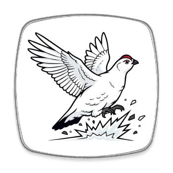 Alpine Ptarmigan in Flight Wilderness Winter - Square fridge magnet - white - Front
