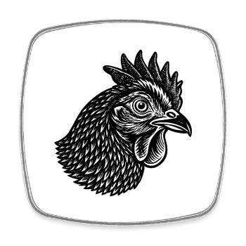 Tête de poulet - Magnet carré - blanc - Devant