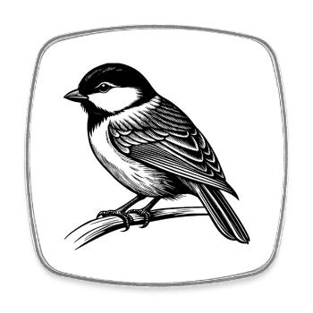 Chickadee Bird - Square fridge magnet - white - Front