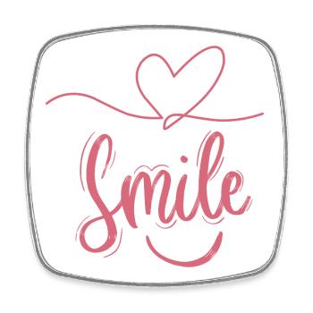 Sourire Cœur Font Rose - Magnet carré - blanc - Devant
