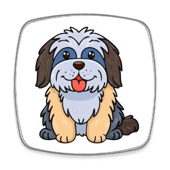 Kunterbunter Zottelhund (Comic) - Viereckiger Kühlschrankmagnet - Weiß - Vorne