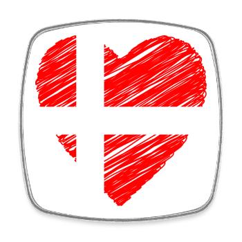 Danish Heart — Denmark Flag Brush - Square fridge magnet - white - Front