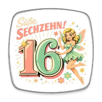 Retro Elfe 16 – Vintage Werbeprint in Pastell - Viereckiger Kühlschrankmagnet - Weiß - Vorne