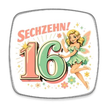 Retro Elfe 16 – Vintage Werbeprint in Pastell - Viereckiger Kühlschrankmagnet - Weiß - Vorne