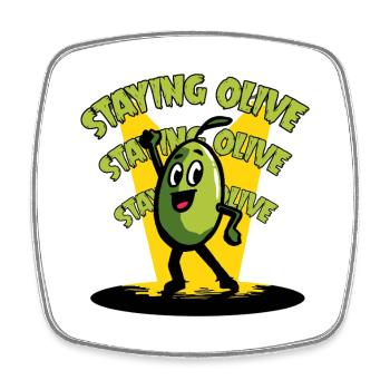 Staying Olive - olive disco et humour rétro - Magnet carré - blanc - Devant