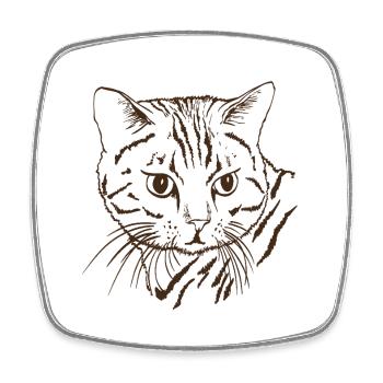 Katze - Viereckiger Kühlschrankmagnet - Weiß - Vorne
