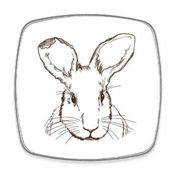 Lapin - Magnet carré - blanc - Devant