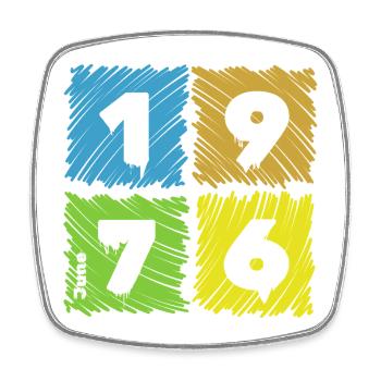 50th Birthday Colored Patches since 06/1976 - Square fridge magnet - white - Front