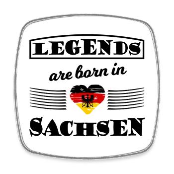 Roter Goldener Sachsen Schild - Viereckiger Kühlschrankmagnet - Weiß - Vorne