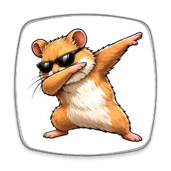 Dabbing Golden Hamster - Square fridge magnet - white - Front