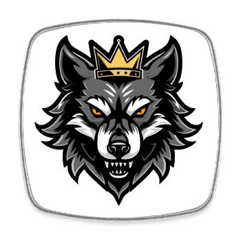 Couronne de Tête de Loup - Magnet carré - blanc - Devant