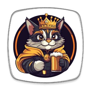 Bière de chat drôle - Magnet carré - blanc - Devant