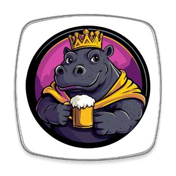 Hippopotame Bière Drôle - Magnet carré - blanc - Devant