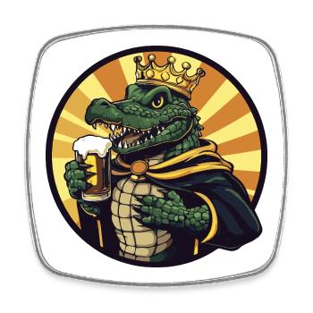 Alligator Bier Lustig - Viereckiger Kühlschrankmagnet - Weiß - Vorne