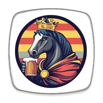 Pferd Bier Lustig - Viereckiger Kühlschrankmagnet - Weiß - Vorne
