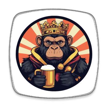 Monkey Beer Funny - Square fridge magnet - white - Front