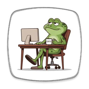 Frog office with coffee - Square fridge magnet - white - Front