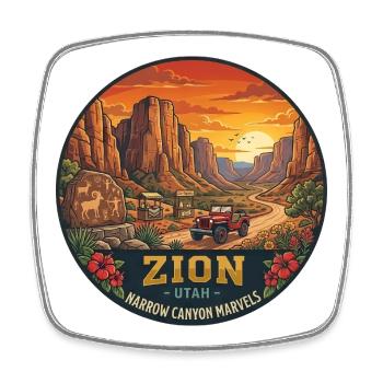 Zion Nationalpark Utah Wüsten Sonnenuntergang  - Viereckiger Kühlschrankmagnet - Weiß - Vorne