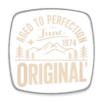 Juni 1974 – Legende der Gipfel und Berge - Viereckiger Kühlschrankmagnet - Weiß - Vorne