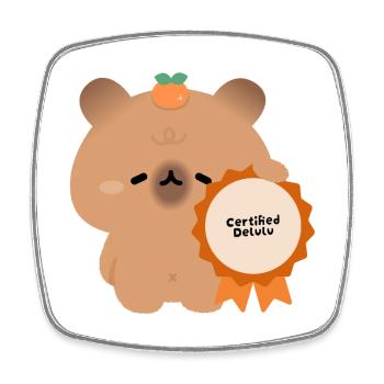 Zertifizierte Delulu Capybara - Viereckiger Kühlschrankmagnet - Weiß - Vorne