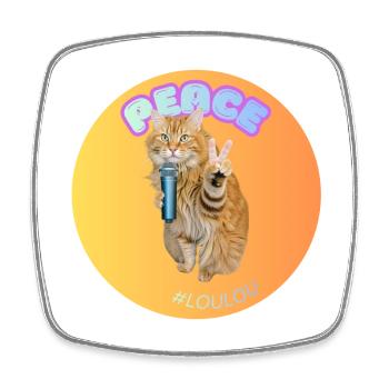 Singing Cat and Peace Mic #LouLou - Square fridge magnet - white - Front