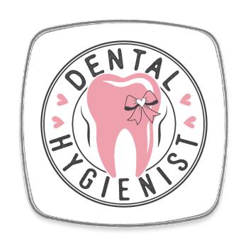 Logo Pink Tooth avec Bow Dental Hygiénistes - Magnet carré - blanc - Devant