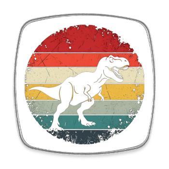 Dinosaurier-Geschenk – Retro-Dinosaurier-Dino-Dinosaurier - Viereckiger Kühlschrankmagnet - Weiß - Vorne