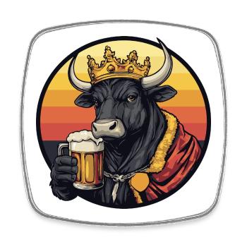 Stier Bier Lustig - Viereckiger Kühlschrankmagnet - Weiß - Vorne