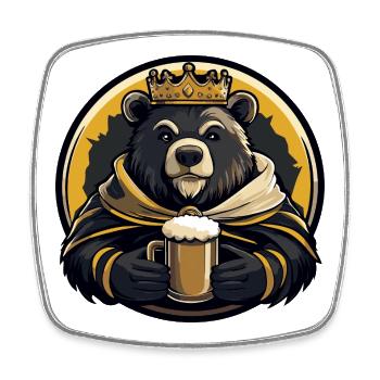 Bär Bier Lustig - Viereckiger Kühlschrankmagnet - Weiß - Vorne