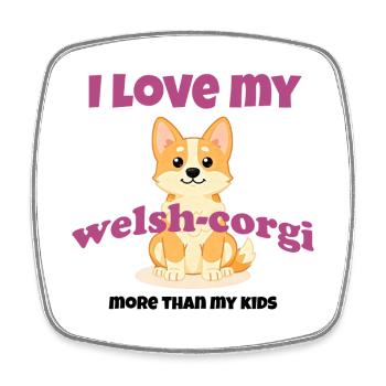 J’adore mon corgi gallois – cadeau de corgi chien mignon - Magnet carré - blanc - Devant