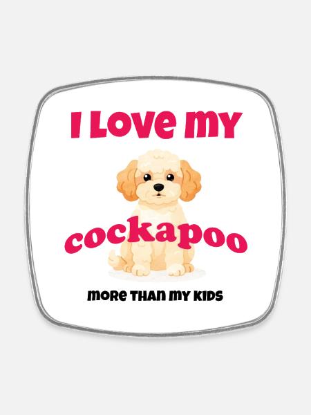 I Love My Cockapoo – Cute Dog Doodle Gift - Square fridge magnet - white