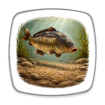 Conception de la pêche sous-marine de la carpe miroir - Magnet carré - blanc - Devant